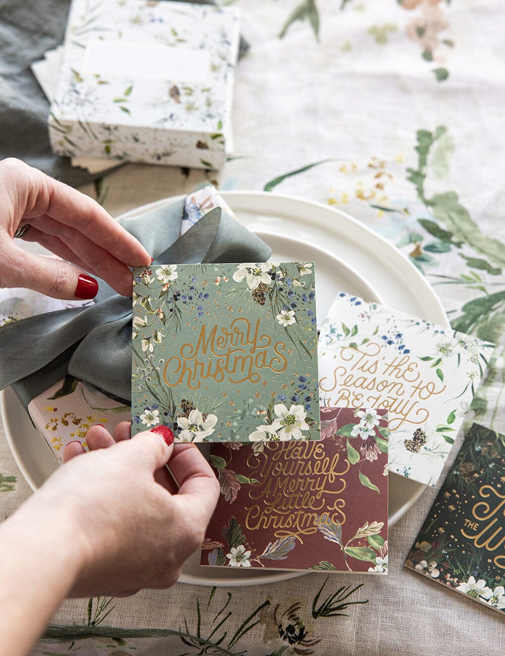 クリスマスカード12枚セット | 可愛いボックスに入った4種類のカードと封筒セット