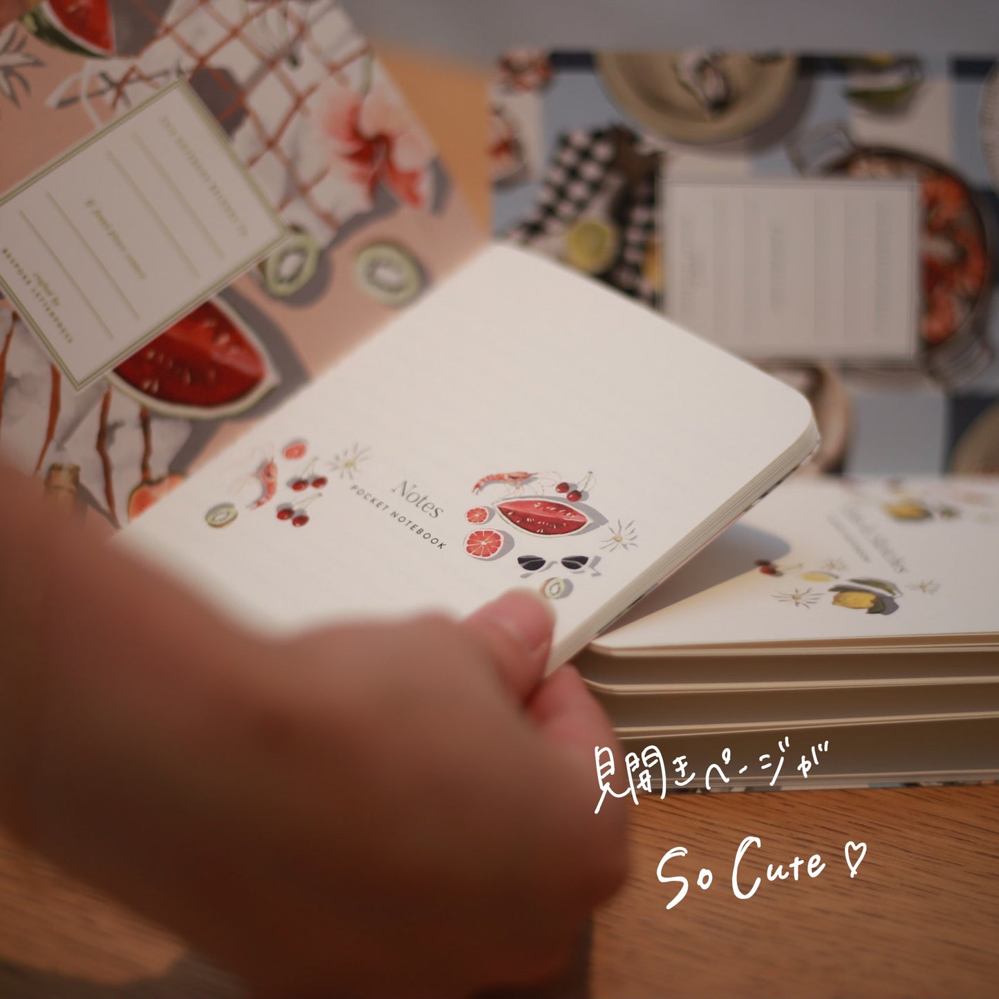 A6ノートの2冊セット | 夏のおしゃれなイラスト入り | 罫線 & 白紙ノート