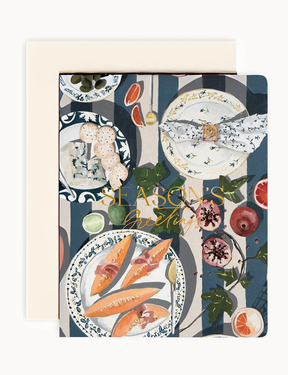 クリスマスカード | 活版印刷ホリデーカードと封筒セット | ストライプデザイン