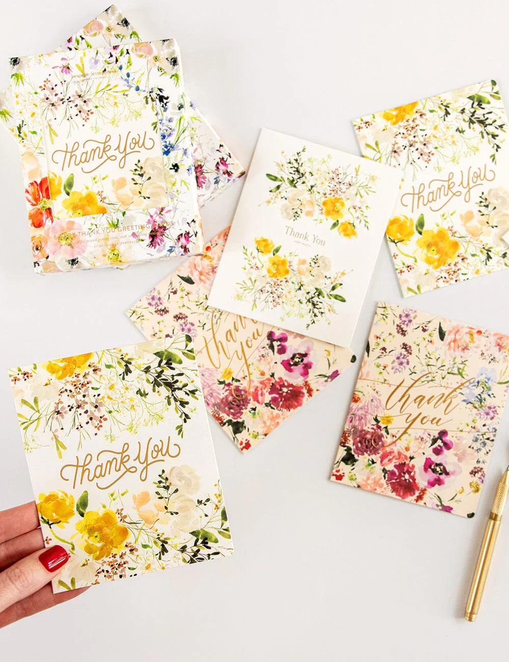 サンキューカード3種セット | 花柄メッセージカードと封筒6枚入り