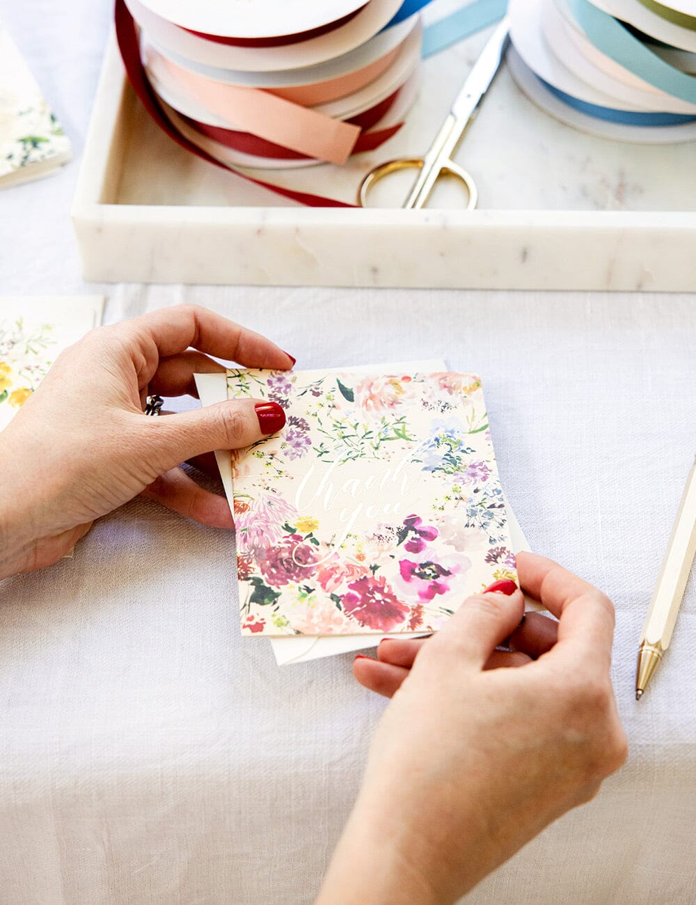 サンキューカード3種セット | 花柄メッセージカードと封筒6枚入り