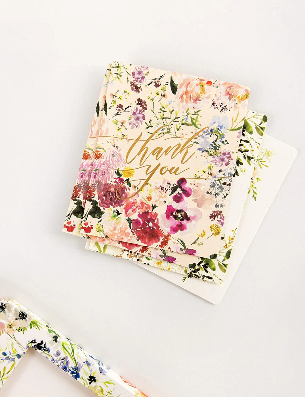 サンキューカード3種セット | 花柄メッセージカードと封筒6枚入り