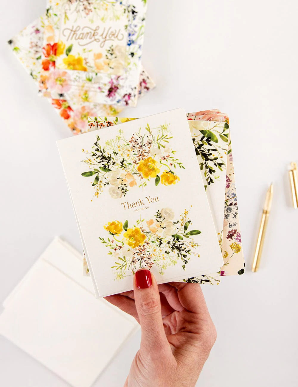 サンキューカード3種セット | 花柄メッセージカードと封筒6枚入り