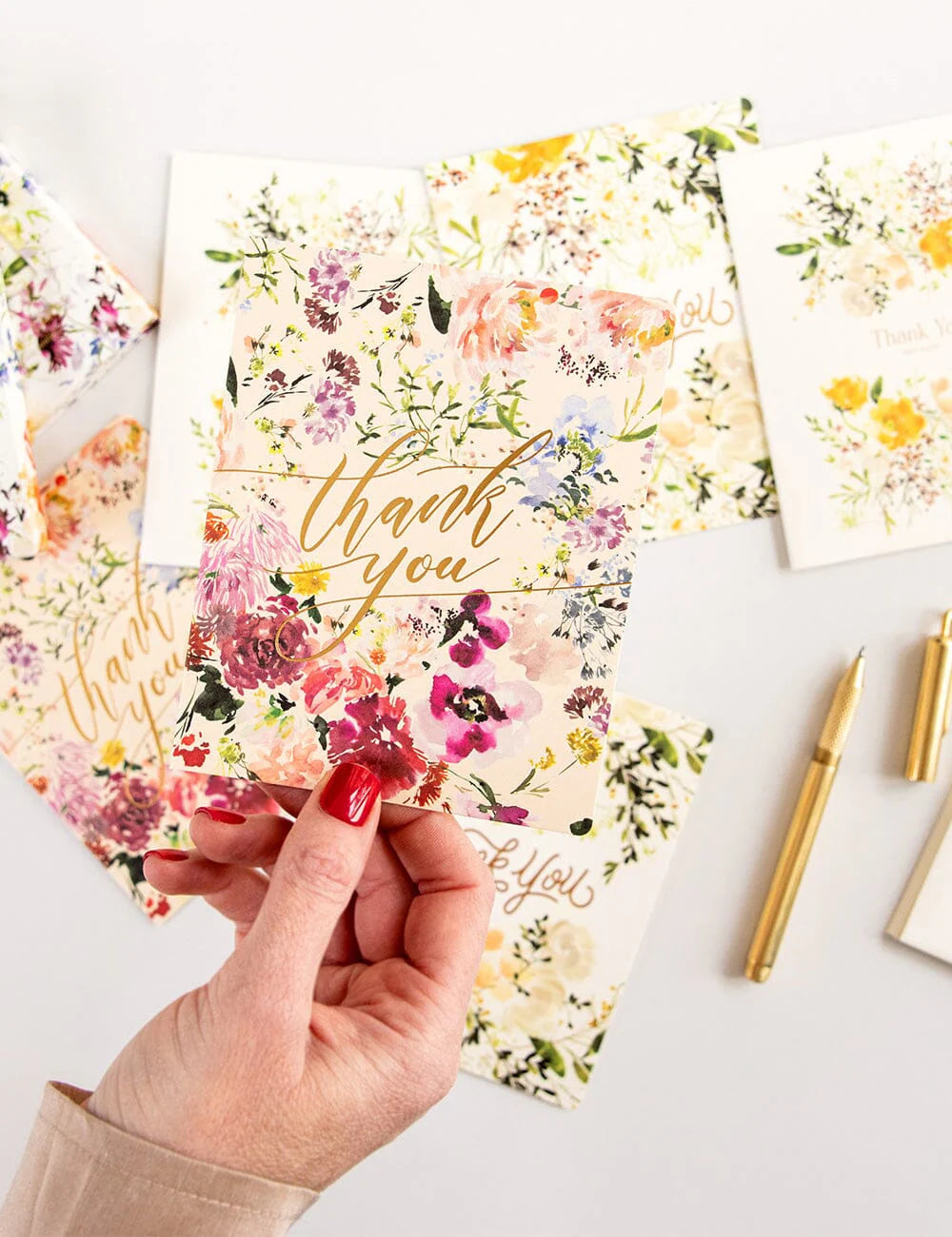 サンキューカード3種セット | 花柄メッセージカードと封筒6枚入り