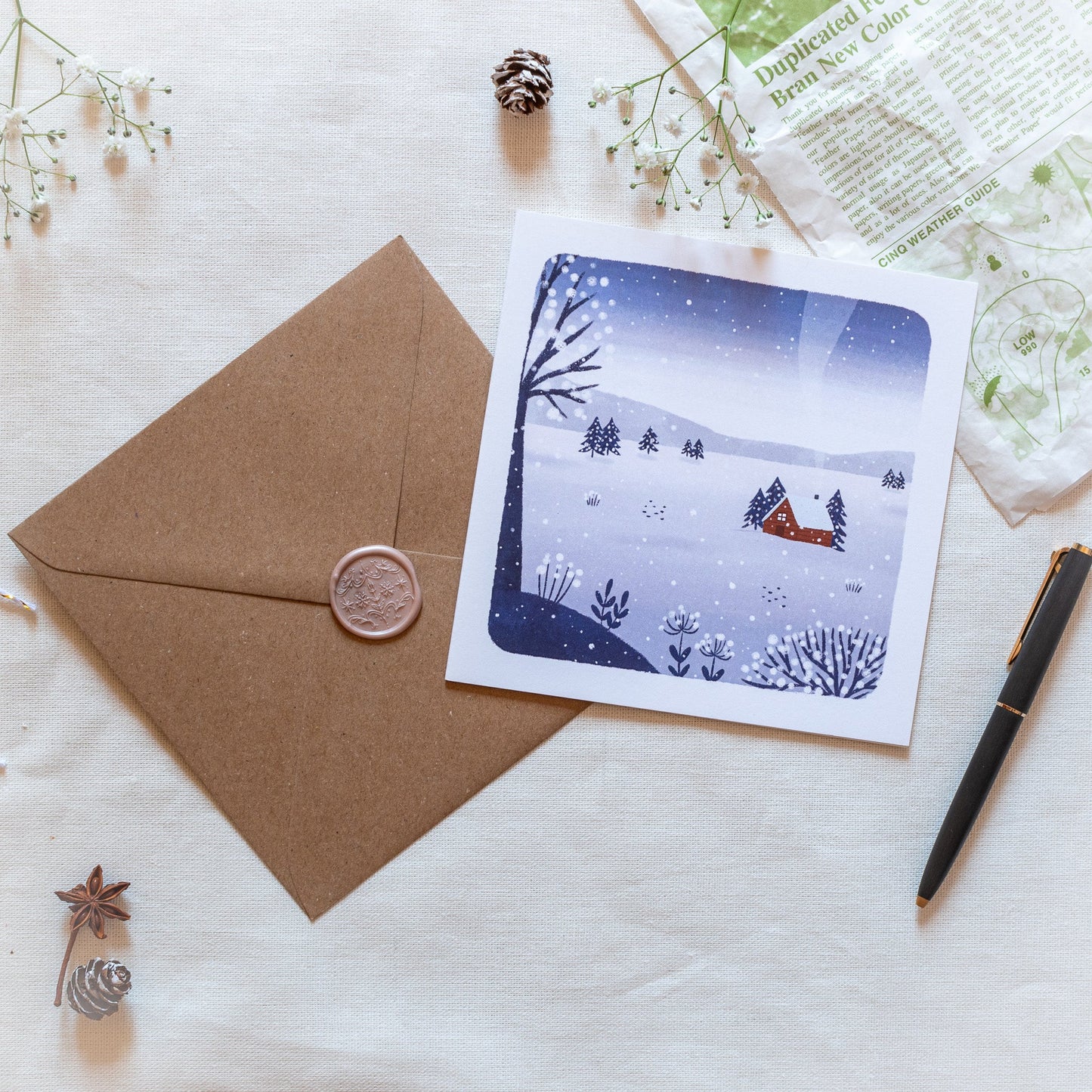 クリスマスカード  | グリーティングカード | 冬のお家のイラスト