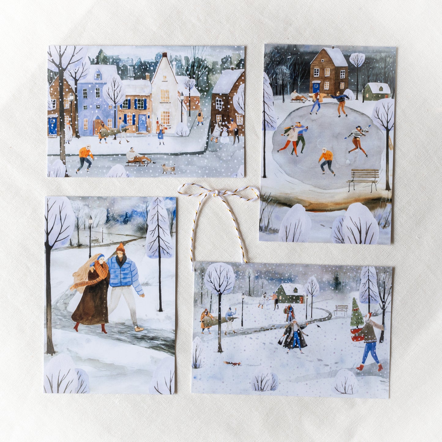 ポストカード4枚セット | クリスマスカード | A Walk in the Snow