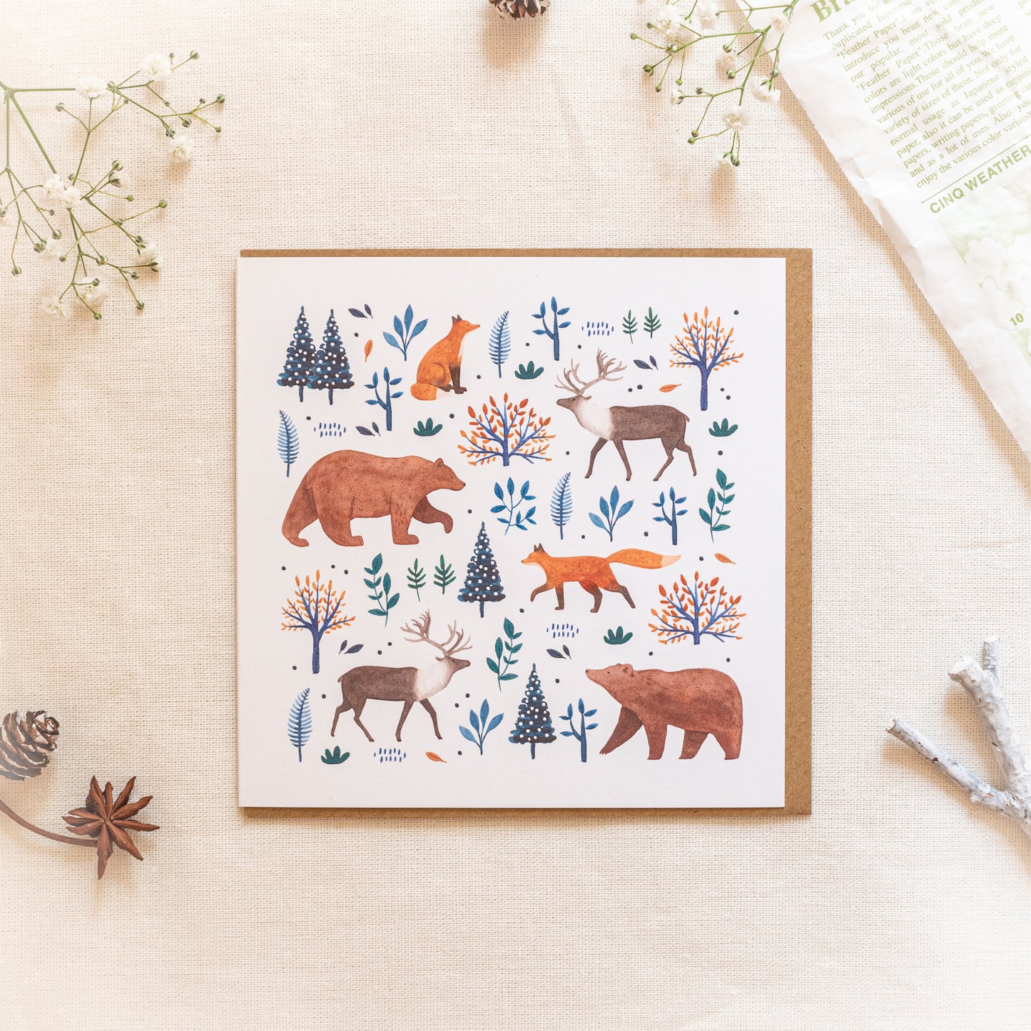 クリスマスカード  | グリーティングカード | 冬の動物のイラスト