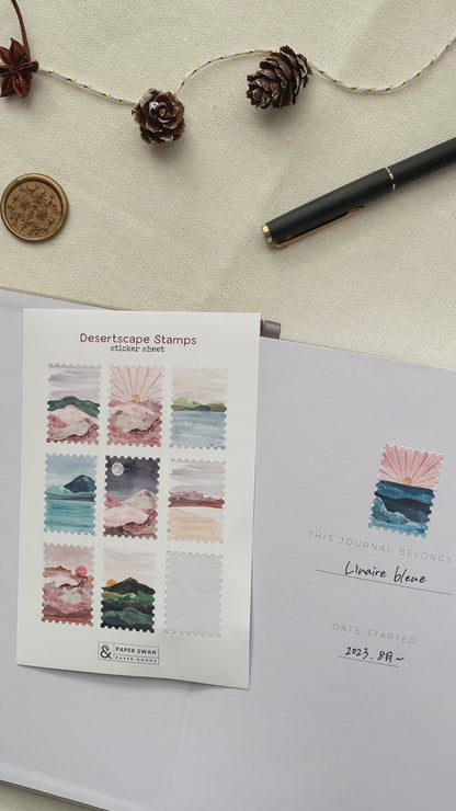 水彩画の切手シール2枚セット | バレットジャーナル・手帳デコ用シール
