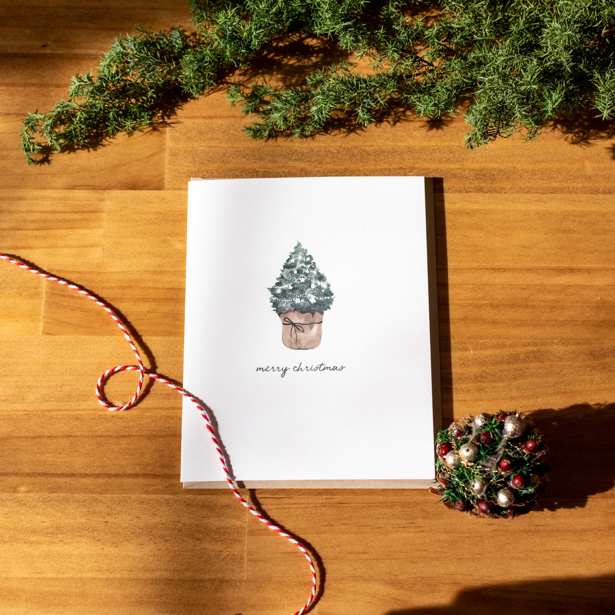 –　Linaire　クリスマスツリー　メッセージカード　bleue