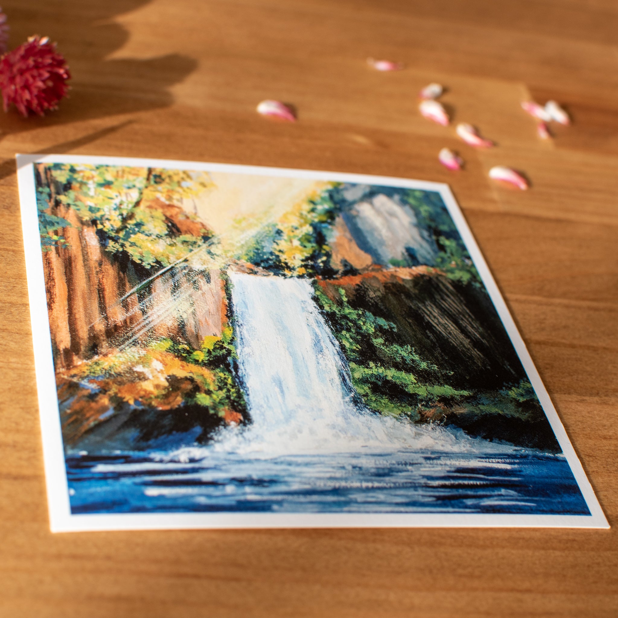 ミニアートポスター 滝（ガッシュ絵画） – Linaire bleue